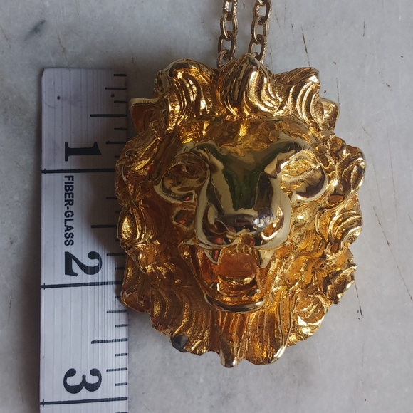 18 Kt Gold Plated Judith Leiber Lion Necklace Pin - Picture 10 of 12